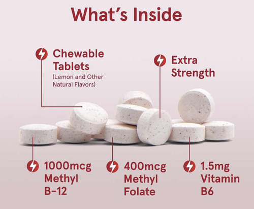 Vitamina B12 Methyl + Metilfolato P5p 100 Capsulas Eg B60 Limón