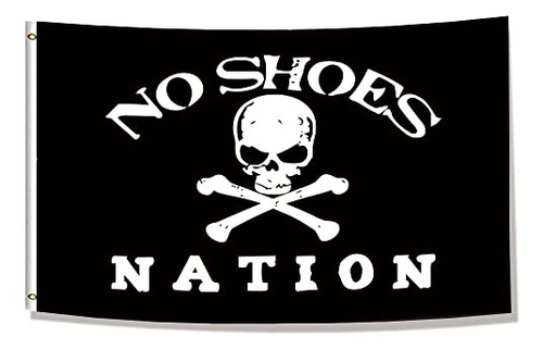 Bandera De Nación Pirata  No Shoes  (3x5 Pies, Doble C...