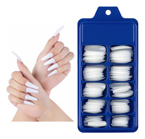 100 Uñas Blancas Postizas Falsas Uv Gel Acrílico Press On