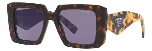 Óculos de sol femininos Prada Havana, lentes quadradas, cor violeta, design não se aplica