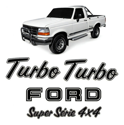 Adesivos Ford F-1000 1993/1995 Turbo Super Série 4x4 Preto