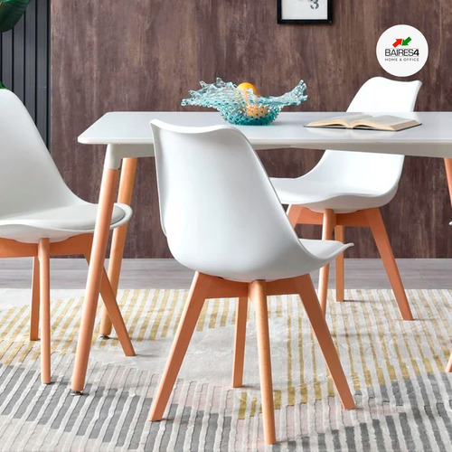 Juego De Comedor Mesa Eames 140x80 +4 Sillas Tulip | Contado