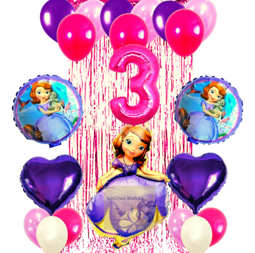 Combo Globos De Cumpleaños Princesa Sofia Kit Completo N°1