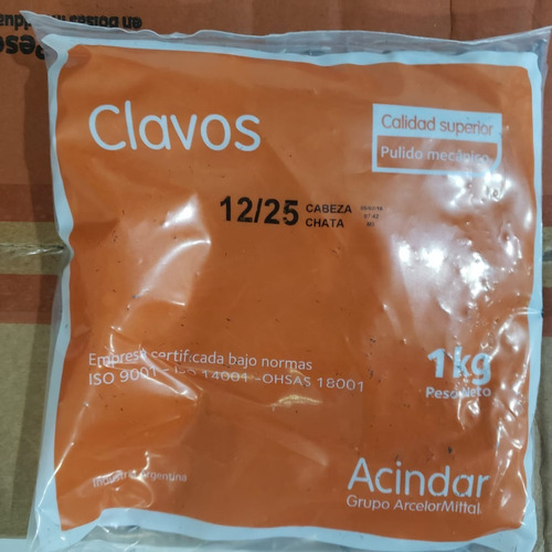 Clavos Acindar Cabeza Chata 12/25 - Bolsa X Kg