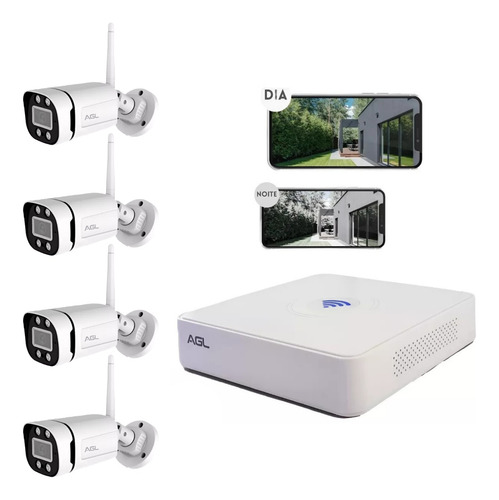 Kit Cftv Nvr Wifi Agl 4 Cameras Sem Fio Facil De Instalar