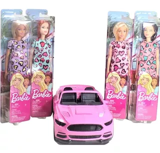 Carrinho Rosa Conversível + Boneca Barbie Original Lacrada