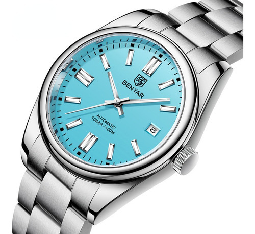 Reloj Mecánico Automático Impermeable Benyar Para Hombre Color Del Fondo Azul