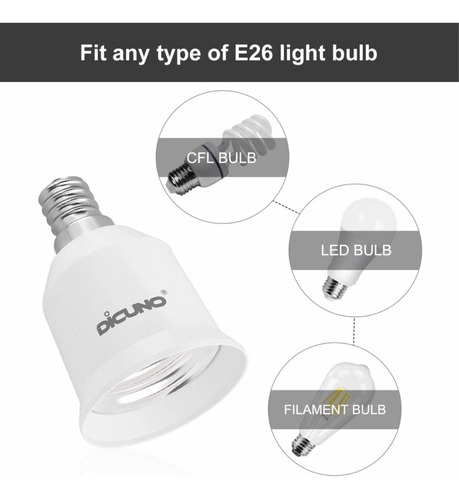 Convertidor Adaptador Socket De Bombilla E12 A Foco E26 E27