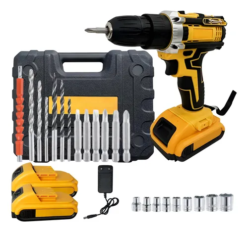 Furadeira Parafusadeira 48v 2 Baterias Lítio Sem Fio Maleta Amarelo 48v