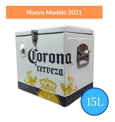 Conservadora Corona Cooler 15l. - Acero Y Aluminio