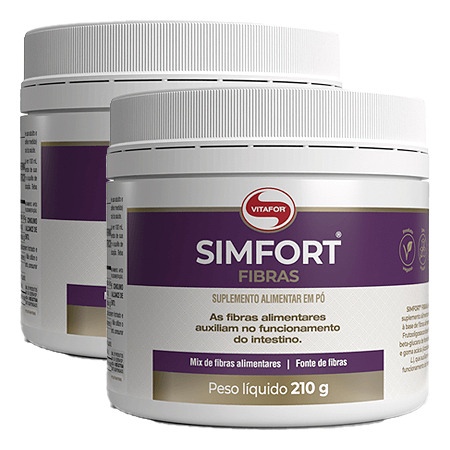 Kit 2x: Simfort Fibras Probiótico Com Fibras Vitafor 210g Sem Sabor