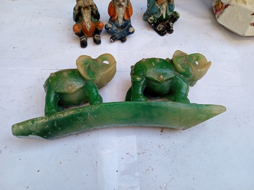 Figura Elefante Antiguo En Piedra Jabón Verde