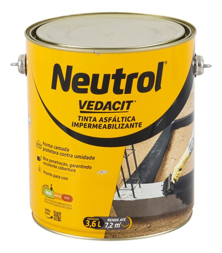 Neutrol Tinta Asfáltica Vedacit 3,6l Impermeabilizante Fx