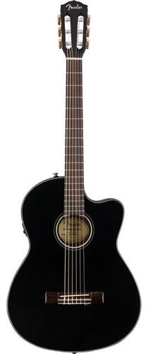 Guitarra criolla clásica Fender Classic Design CN-140SCE para diestros negra brillante