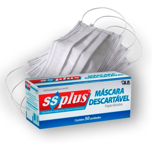 Imagem 2 de 7 de Kit 4 Cx Máscara Facial Descartável Protetora Ssplus