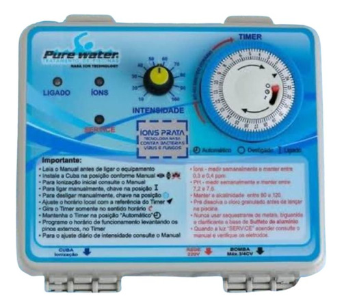 Ionizador Pure Water Pwz 25 Ag+ Atende Piscinas Com Até 25m³