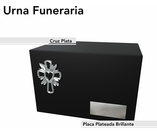 Urna Funeraria Mdf Negro Cruz Y Placa Aluminio Art20510