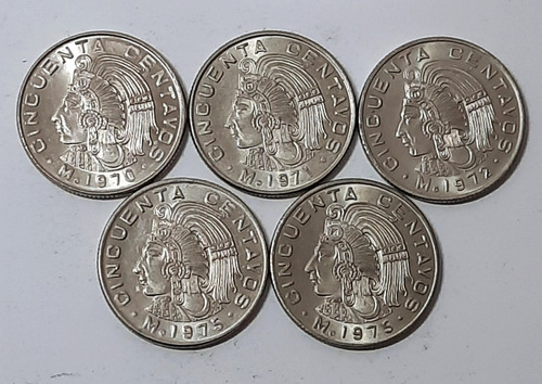 Colección De Monedas 50 Cent Cuauhtémoc 1964 A 1983, 23 Pza. (Usado)
