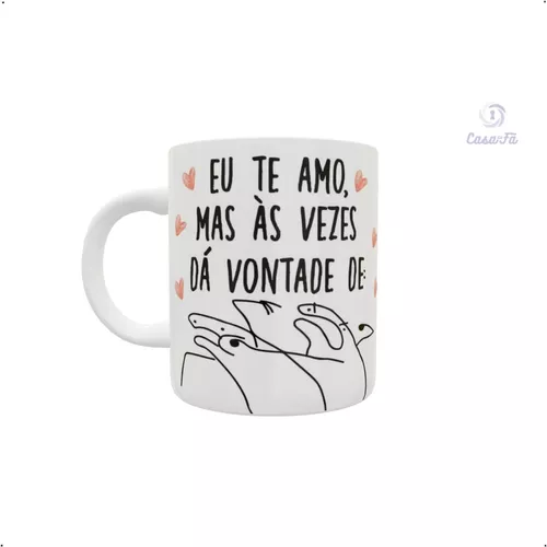 Kit Divertido de Almofada e Caneca com Frase Meme Palito Te Amo