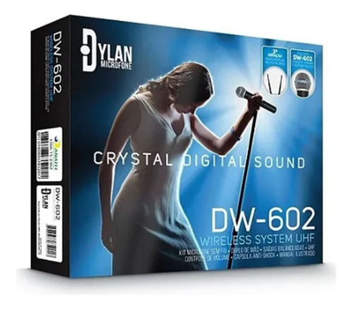 Microfone Sem Fio Duplo Dylan Dw-602 Cardioide