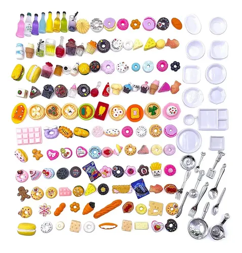 Set De 30 Comidas Y 30 Platos En Miniatura – Resina – Estilos Variados – Decoración Para Casas De Muñecas Y Juegos De Rol