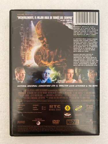 Dvd Hulk El Hombre Increible Edward Norton Liv Tyler Marvel (Usado)