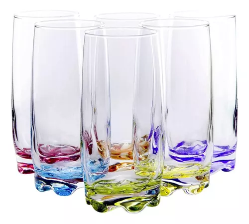 Elegante Set 6 Vasos De Vidrio Con Fondo Color Aesthetic
