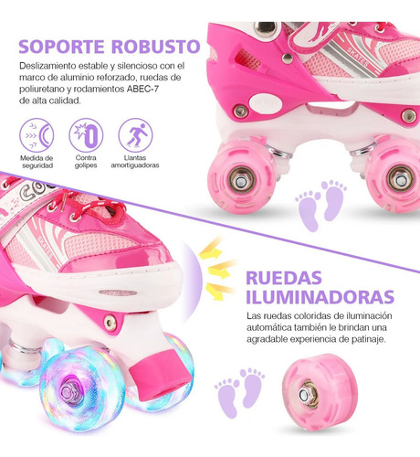 Patines Ajustables En 4 Ruedas Para Niño Y Niña Con Kit De P