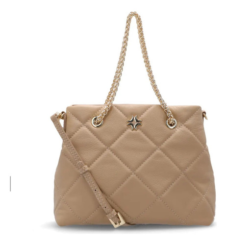 Bolsa Tote Luz Da Lua Couro Matelasse Saara Frappe Média