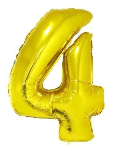Imagem 1 de 1 de Balão Metalizado Número 4 - Dourado 110 Cm 45 