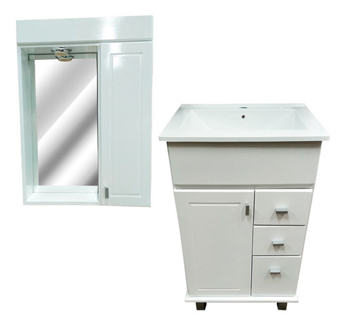 Juego Baño Mueble Vanitory Loza Cajon Boston B 50 Peinador