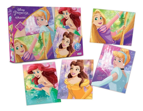 4 Puzzles Rompecabezas Princesas Disney Didactico Ariel Rapu