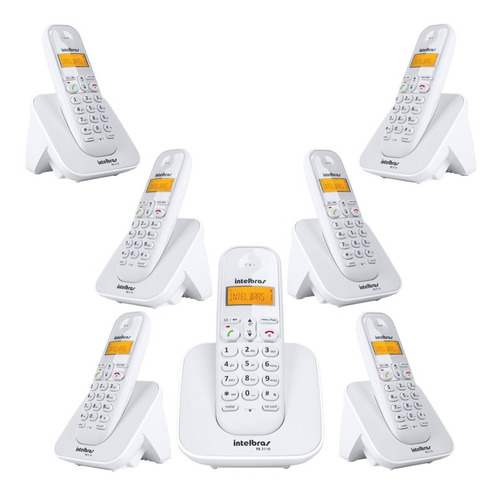 Kit Telefone Ts 3110 Intelbras E 6 Extensão Data Hora Alarme Cor Branco