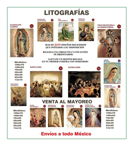 Cuadro Litografia Virgen De Guadalupe 2 Luces Led