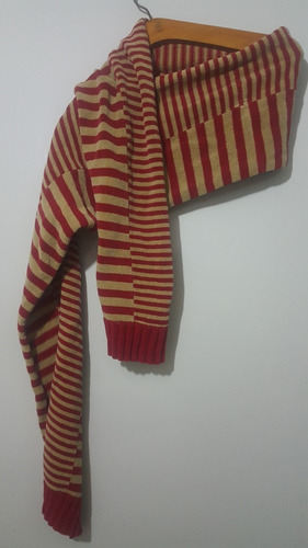 Bufanda P Hombre, En Shenil. Unisex. Sin Uso. Roja Y Beige. 