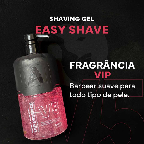 Kit 3x Shaving Gel Barbear Vip Essence V5 1000ml Alfa Look's