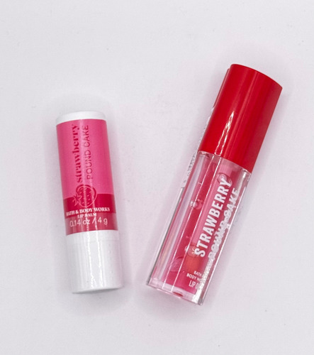 Bath And Body Works Kit Bálsamo Y Gloss Strawberry Pound Cake