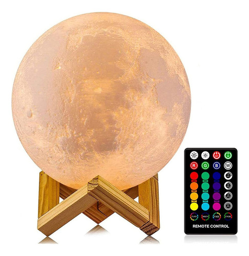 Luz Led Nocturna De Luna Con Soporte Y Mando A Distancia .