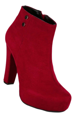 Botín Vestir Tacon Mujer Rojo Stfashion 03803907