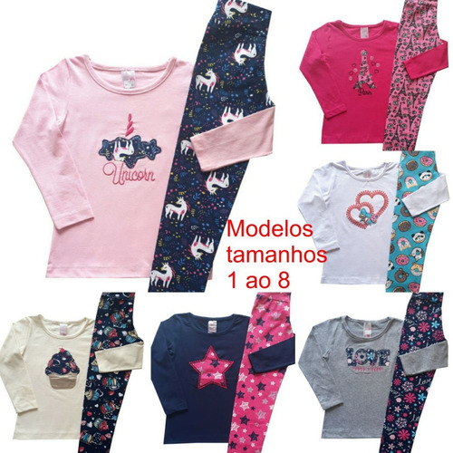 Kit Lote 5 Conjuntos Infantil Feminino Roupa Inverno Atacado