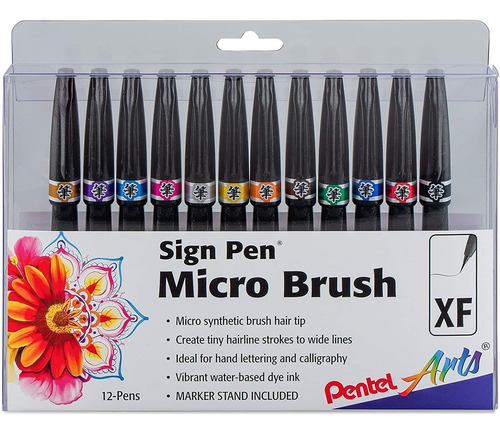 Fibras Micro Brush Tip Pentel Arts (12 Unidades)