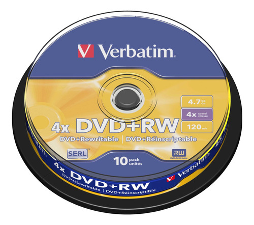 Disco virgen DVD+RW Verbatim de 4x por 10 unidades