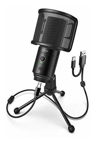 Microfono Condenser Para Pc Con Extra Plug Usb C Fifine