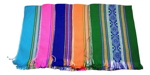 12 Servilletas Tela Decorado Maya Multicolor Para Tortillas