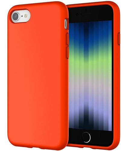 Funda Jetech Para iPhone SE 3 De Silicona Naranja Rojo