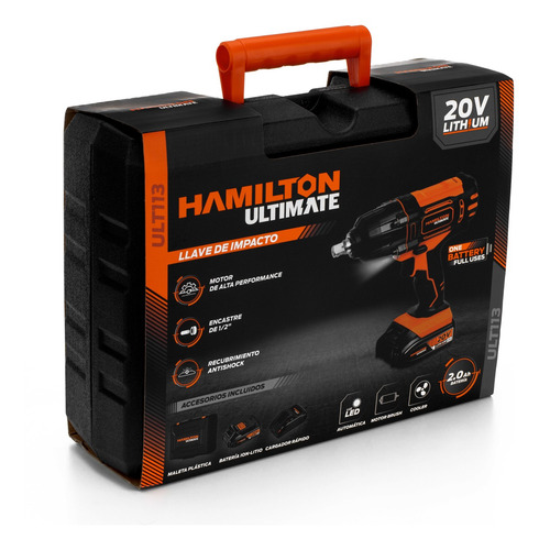 Imagen 4 de 9 de Llave De Impacto 20v Inalambrica Enc1/2 Herramienta Hamilton
