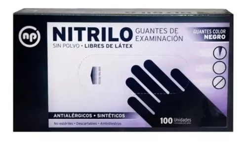 Guantes Nitrilo Caja 100 Unidades Color Negro.