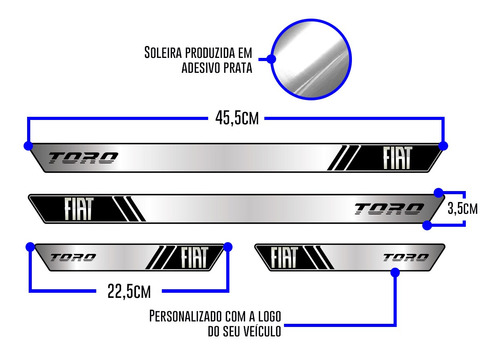 Imagem 5 de 7 de Jogo 8 Pçs Soleira Protetor Portas Fiat Toro 2020 2021 2022