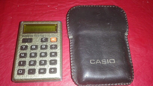 Calculadora Casio Micro Mini Con Funda De Cuero Vintage Leer