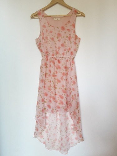 Imagen 3 de 9 de Vestido Floreado Con Corte Asimétrico Y Manga Corta, Talla S